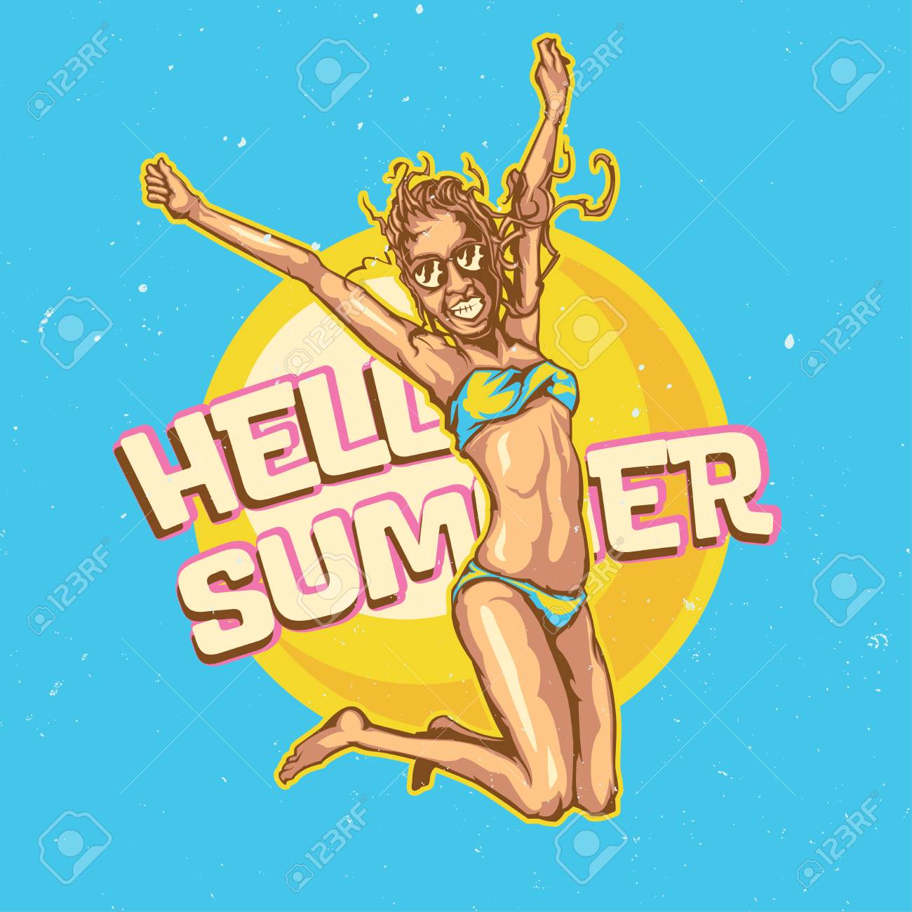 ビキニでセクシーな女の子のイラストを描くと T シャツやポスターのデザイン のイラスト素材 ベクタ Image 62