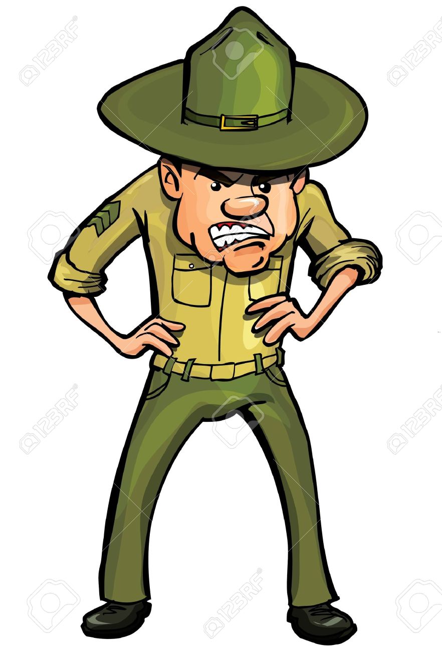 Angry Cartoon Drill Sergeant Isolated On White Royalty Free Cliparts Vectors And Stock Illustration Image 9630585