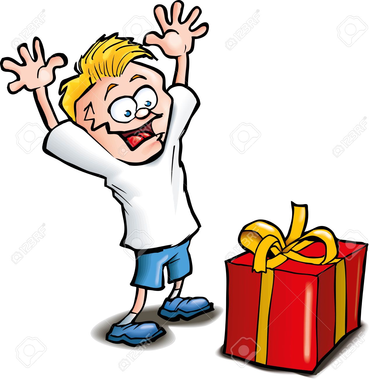 cartoon of excited kid