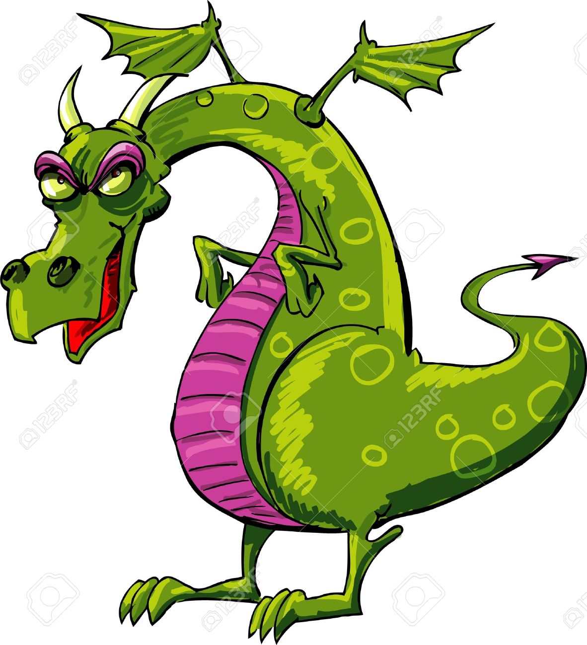 Caricature De Dragon Malefique Isole Sur Fond Blanc Clip Art Libres De Droits Vecteurs Et Illustration Image 10031051