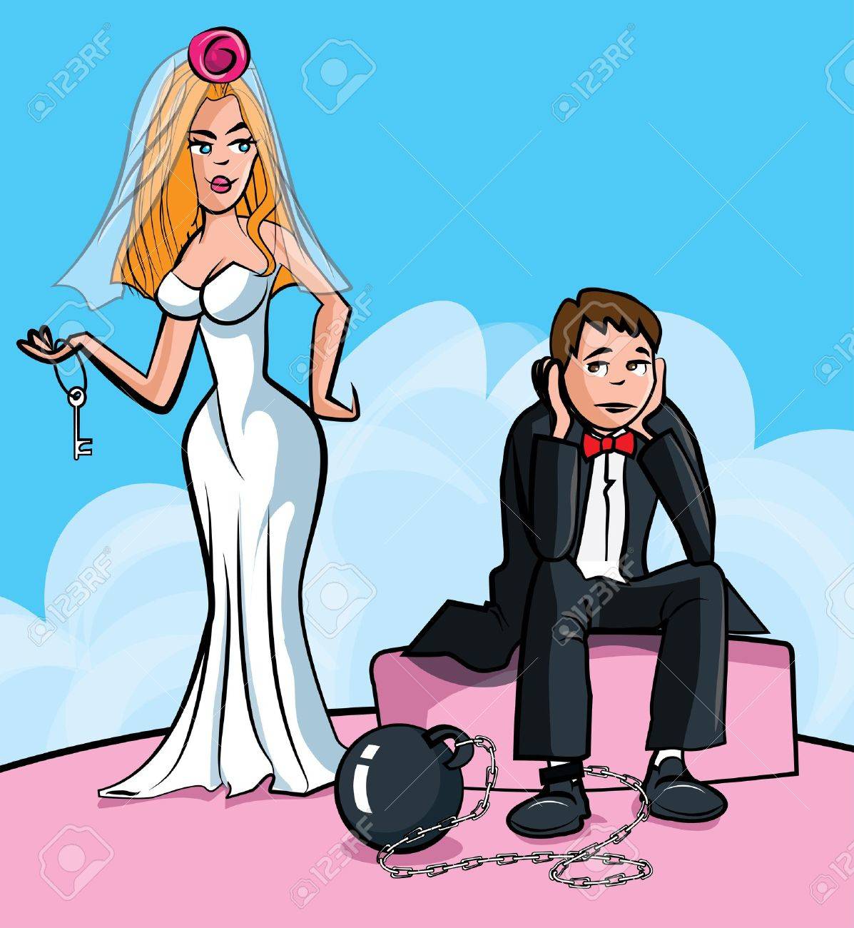 Cartoon Ball and chain. Just married man with ball and chain. Isolated - 11271470 Cartoon Ball and chain. Just married man with ball and chain. Isolated - 11271470