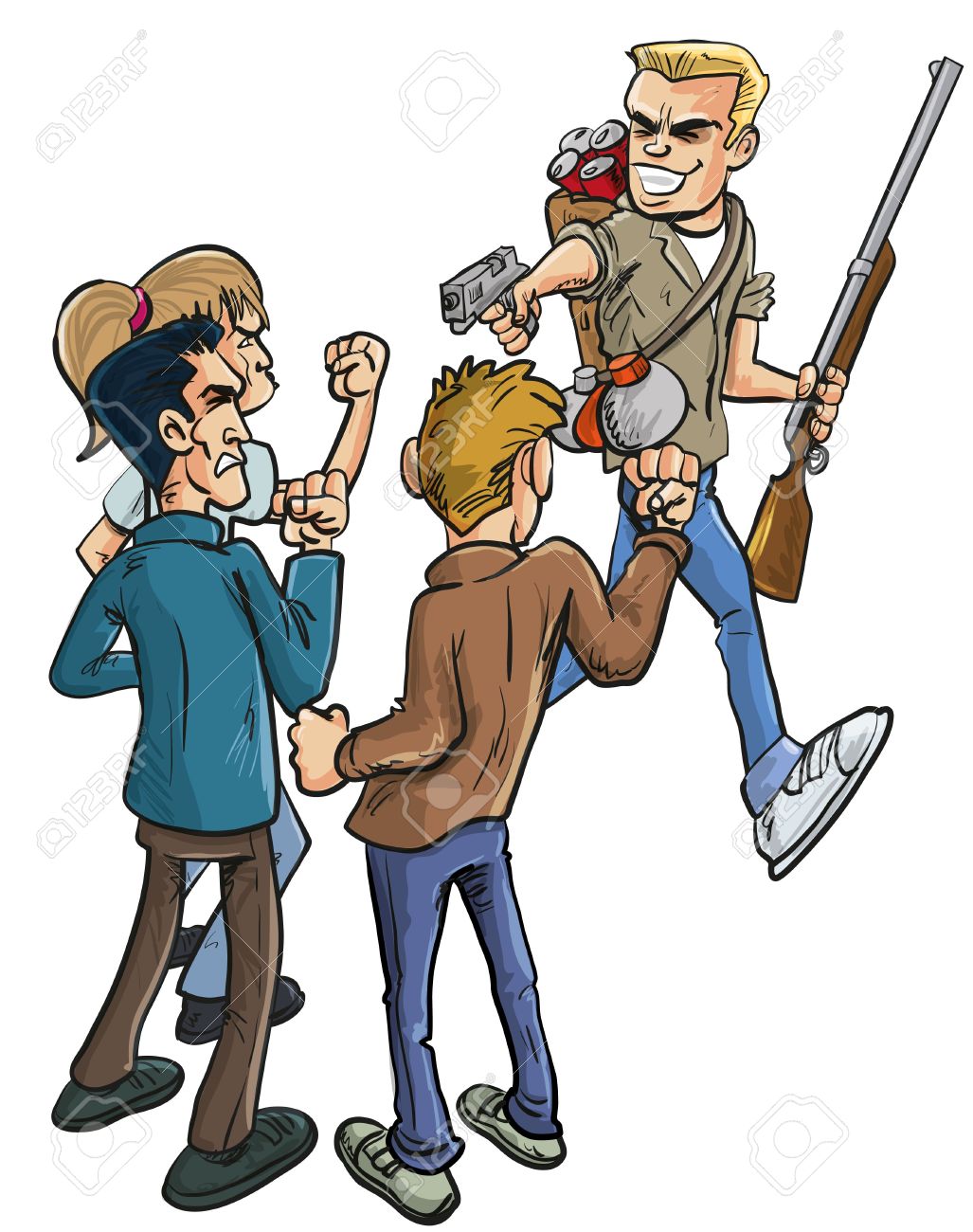 Ilustracion De Dibujos Animados De La Traicion Como Un Grupo De