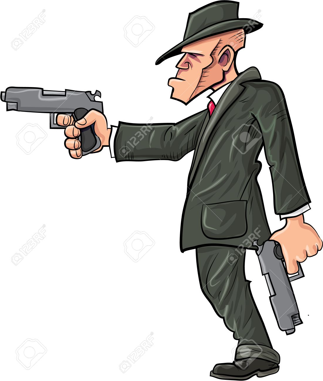 Cartoon Gangster Hitman Richtet Seine Waffe Isoliert Auf Weissem Lizenzfrei Nutzbare Vektorgrafiken Clip Arts Illustrationen Image 36372619