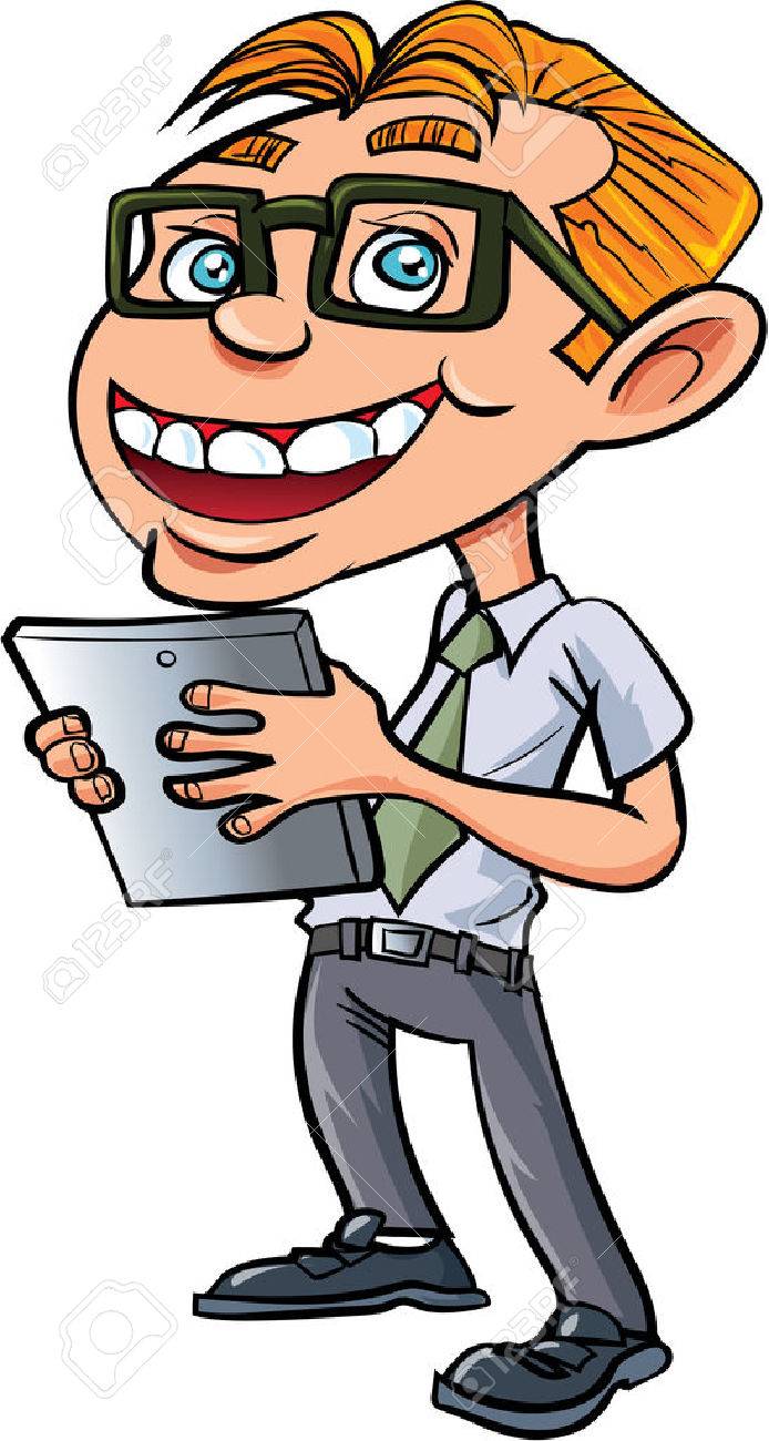 タブレット Pc で漫画オタク のイラスト素材 ベクタ Image