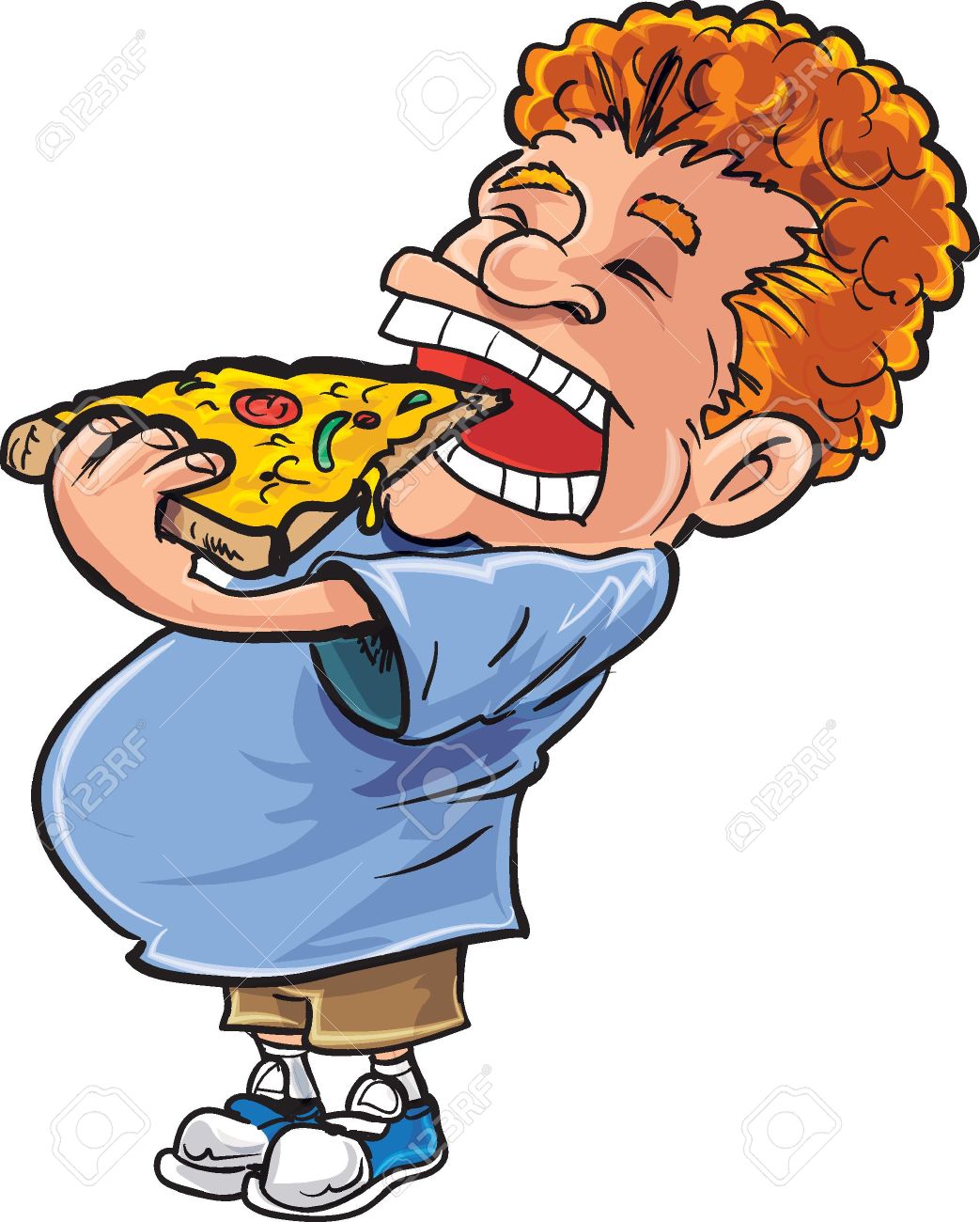 Cartoon Ubergewichtiger Mann Der Pizza Isst Er Hat Rote Haare Lizenzfrei Nutzbare Vektorgrafiken Clip Arts Illustrationen Image 55160972