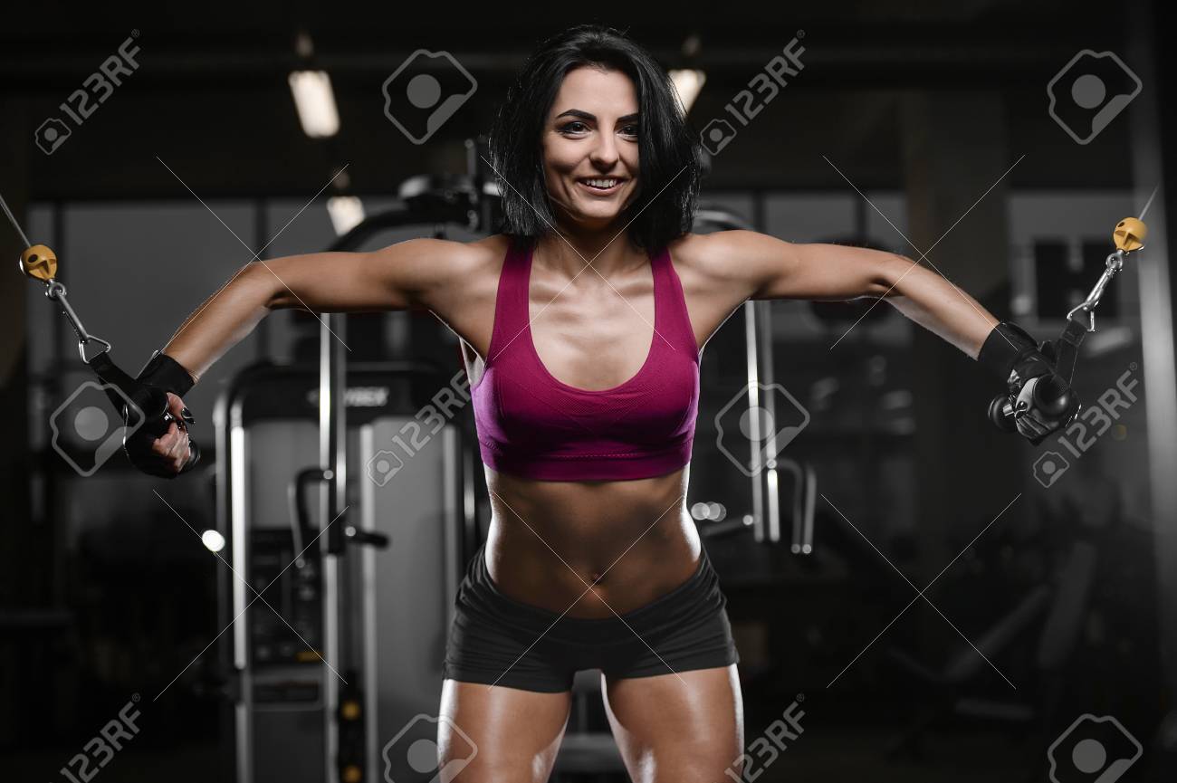 Beautiful Brunette Sexy Athletic Muscular Young Brunette Caucasian Stock Photo Picture And Royalty Free Image Image