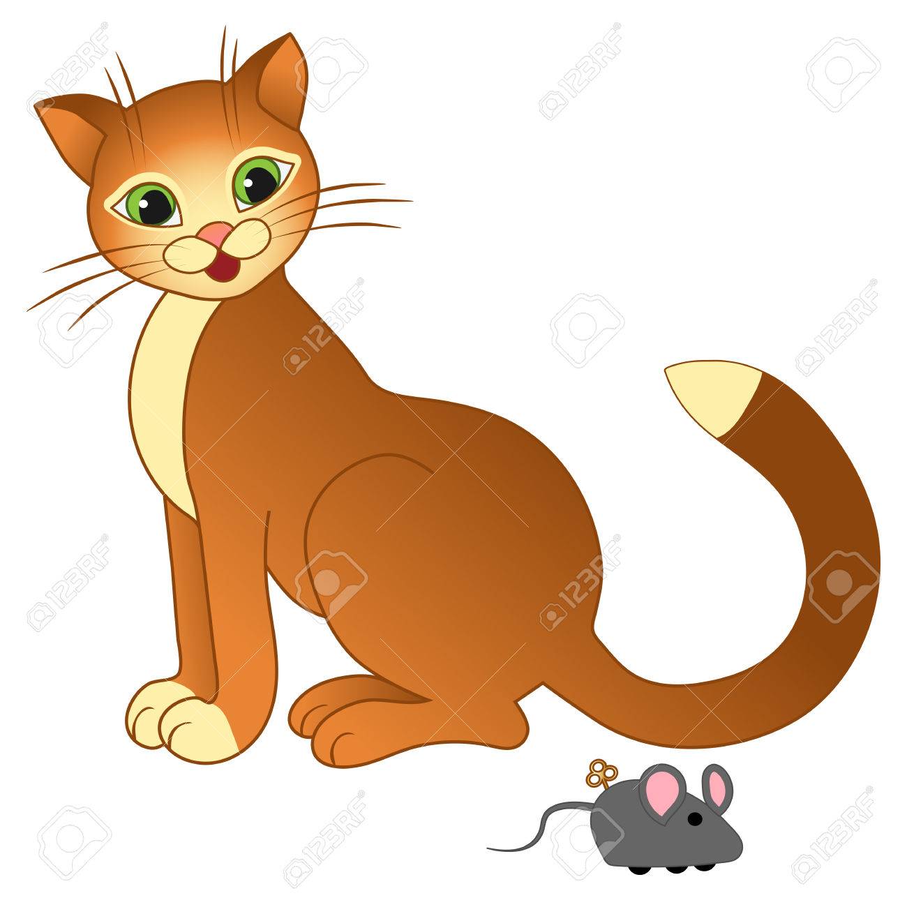 Il gatto guarda un mouse Archivio Fotografico