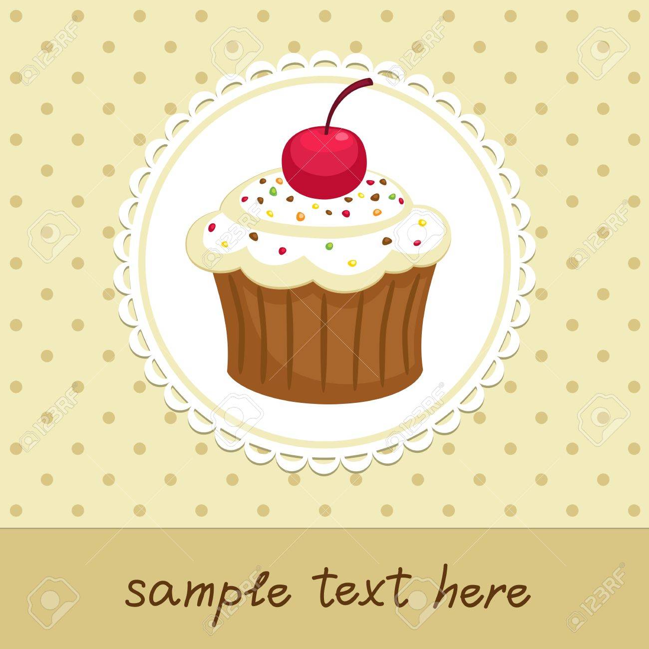 vintage background with cupcake invitation template illustration