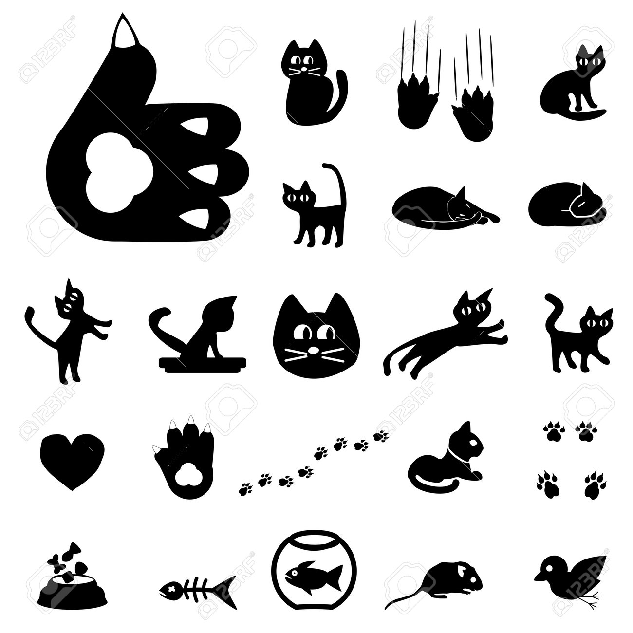 Cute cat icon symbol set on white Royalty Free Vector Image