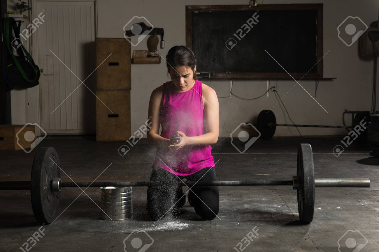 active young woman using