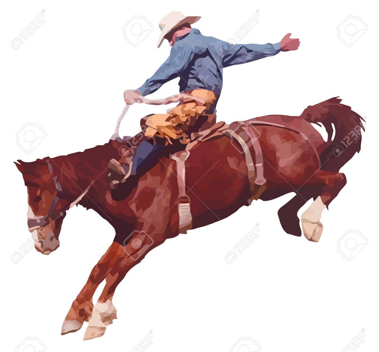 Cowboy Riding Horse At Rodeo Royalty 
