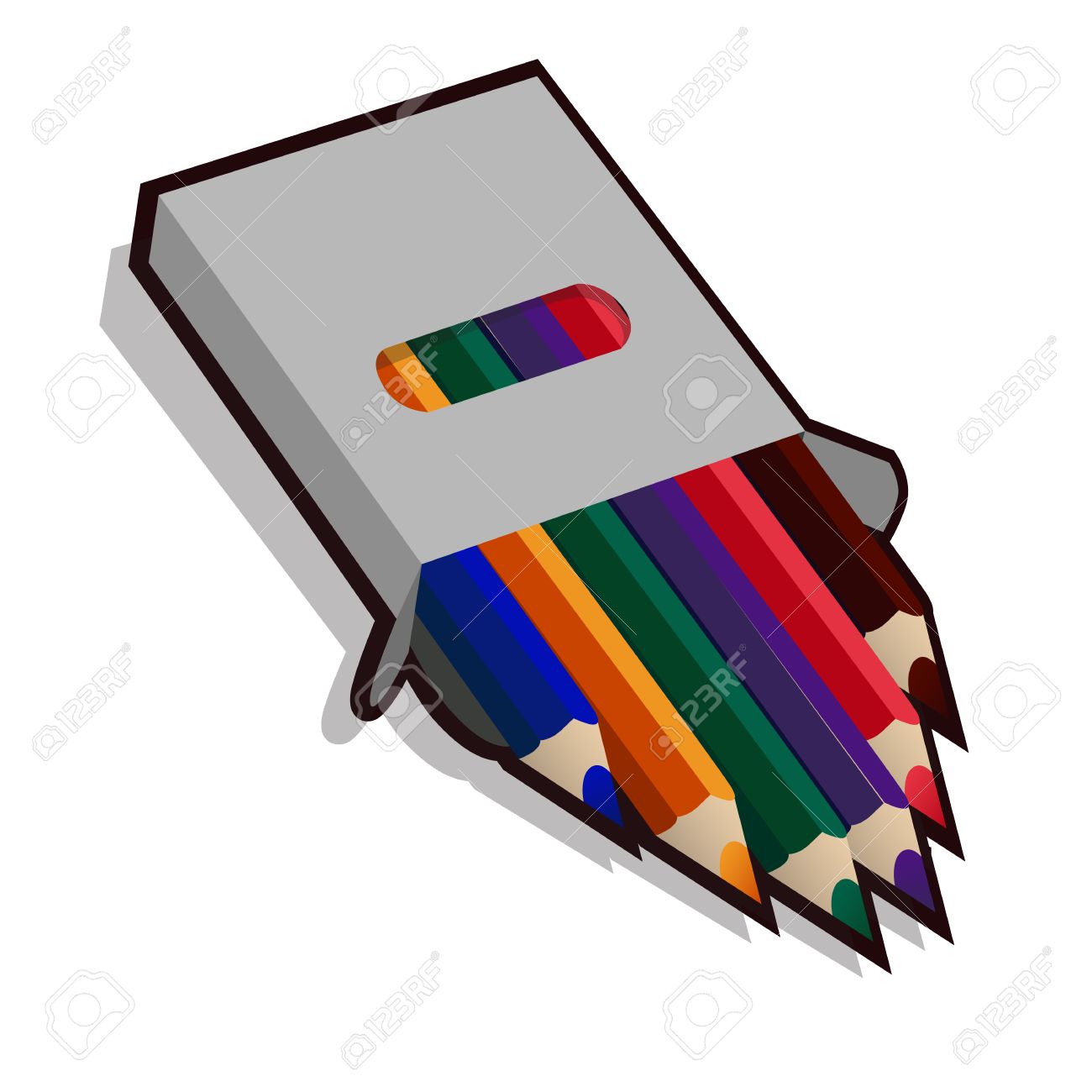 Caja De Lápiz Con De Colores Para Dibujar, Icono Aislado Ilustraciones Svg, Vectoriales, Clip Art Vectorizado De Derechos. Image 55468303.
