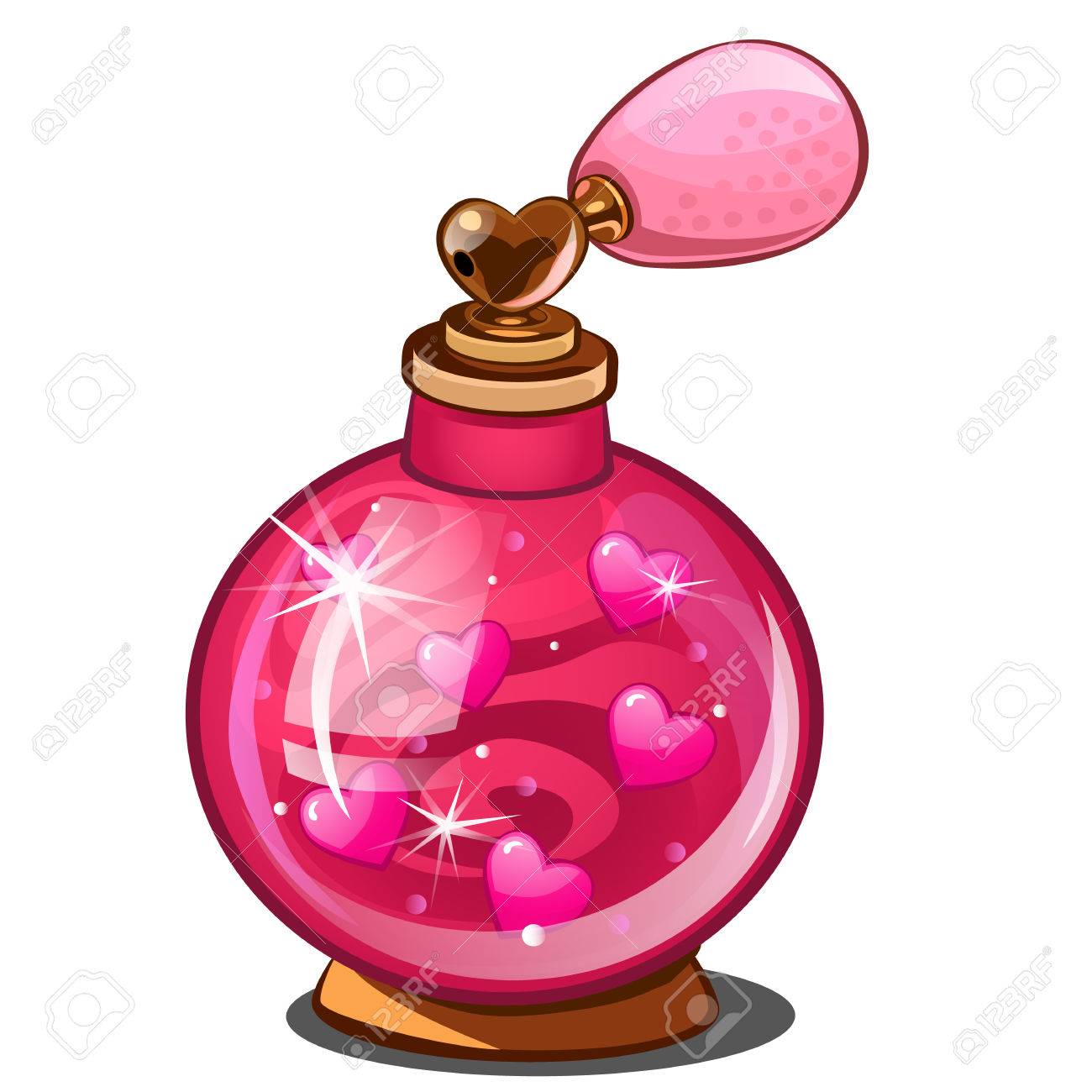 elixir of love magic pink perfume bottle with hearts pheromone