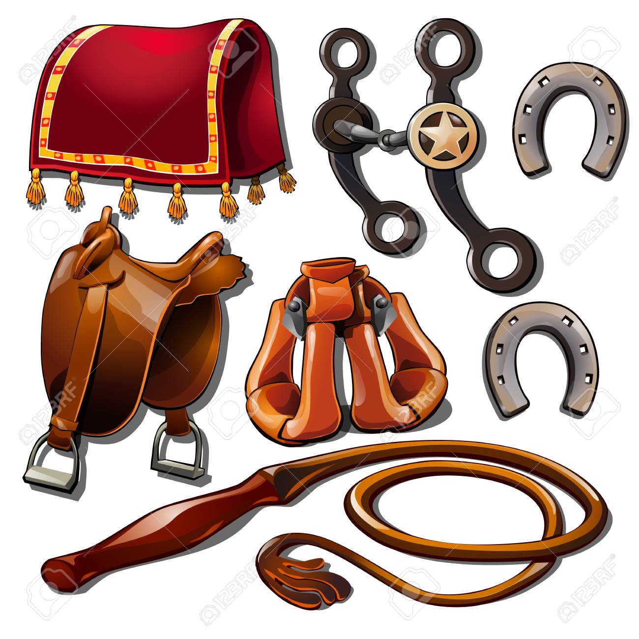Attributes of cowboy and horse accessories. Set of seven Wild.. Attributes of cowboy and horse accessories. Set of seven Wild..