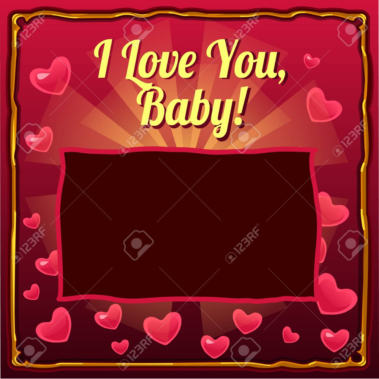Cute Poster With Space For Your Text And The Words I Love You Baby On A Background Of Hearts Cover For Baby Photo Album Or Photo Frame Vector Cartoon Close Up Illustration Royalty Cute Poster With Space For Your Text And The Words I Love You Baby On A Background Of Hearts Cover For Baby Photo Album Or Photo Frame Vector Cartoon Close Up Illustration Royalty