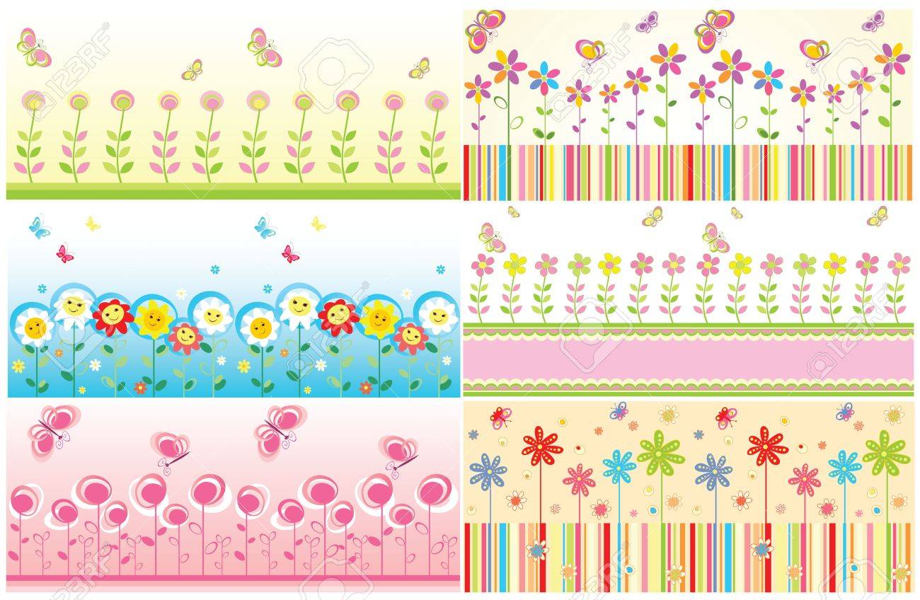seamless floral cute borders royalty free cliparts vectors and