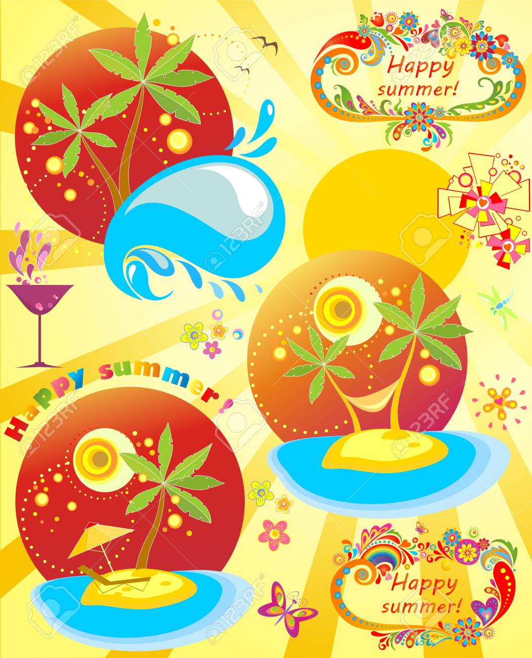 夏らしいラベルのイラスト素材 ベクタ Image