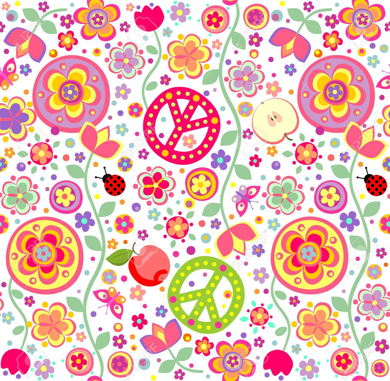 Childish Hippie Wallpaper Royalty Free Cliparts Vectors And Childish Hippie Wallpaper Royalty Free Cliparts Vectors And