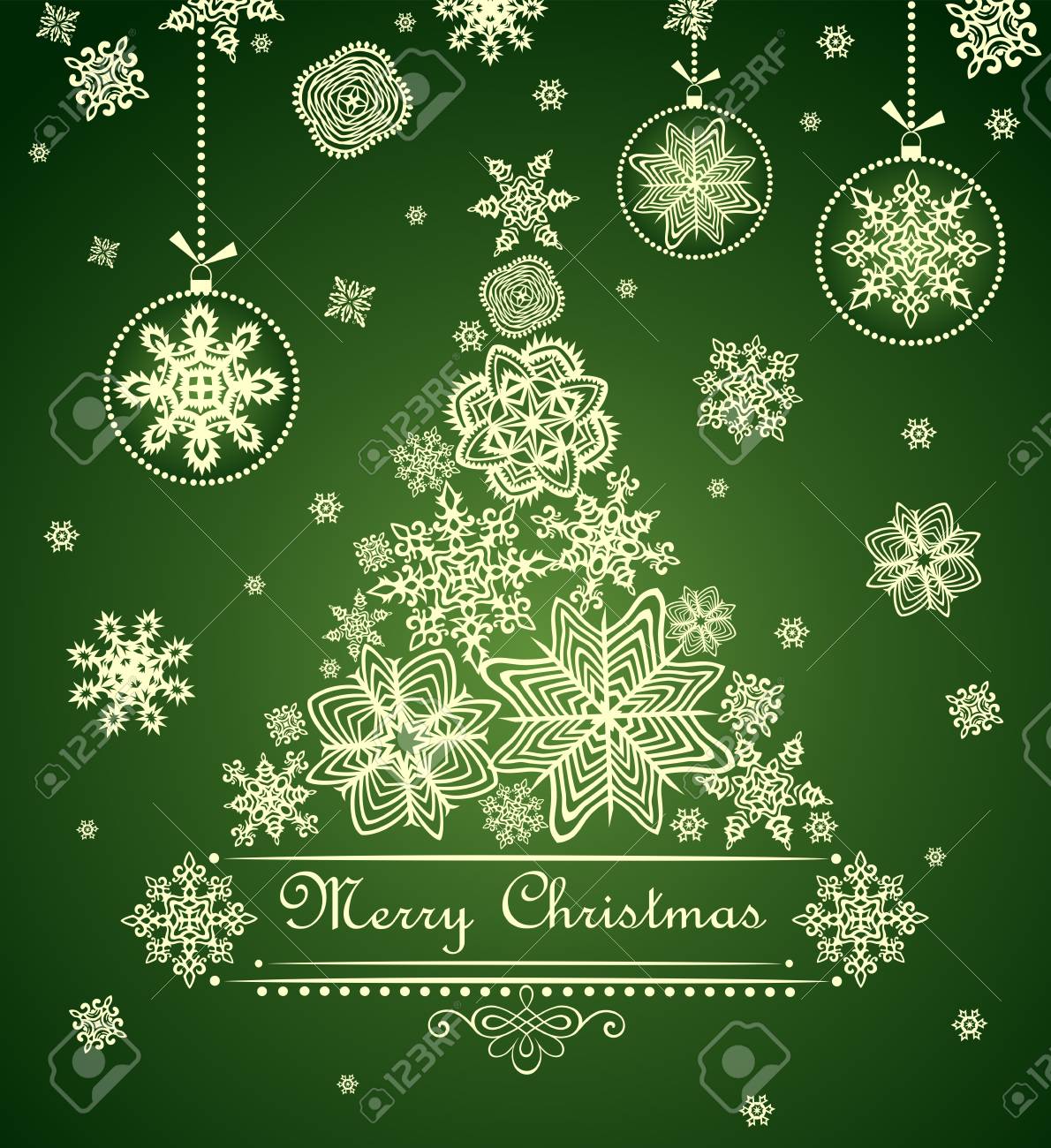 華やかなクリスマス グリーン カード のイラスト素材 ベクタ Image