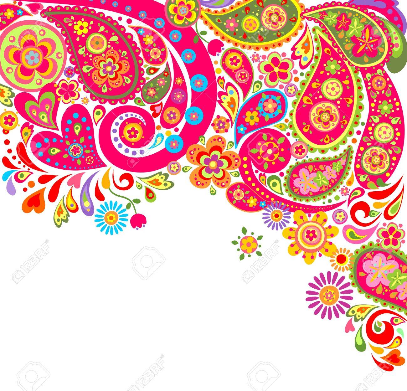 ペイズリーと夏らしいカラフルな背景 のイラスト素材 ベクタ Image