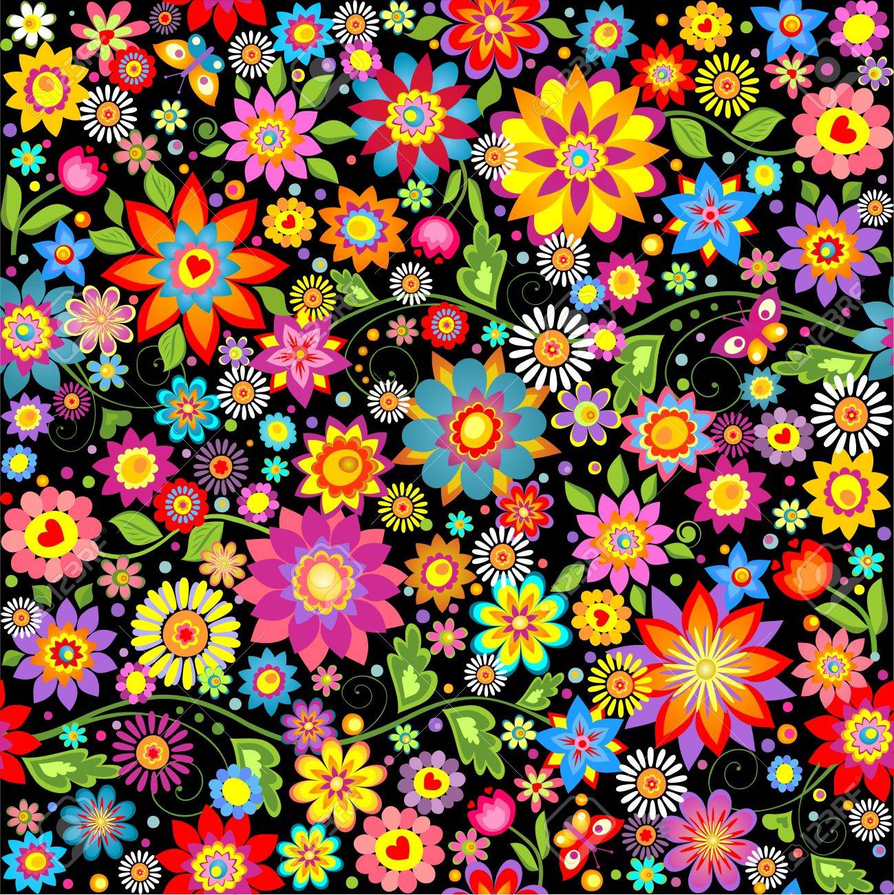 カラフルな花模様な月 カラフルな花模様な月