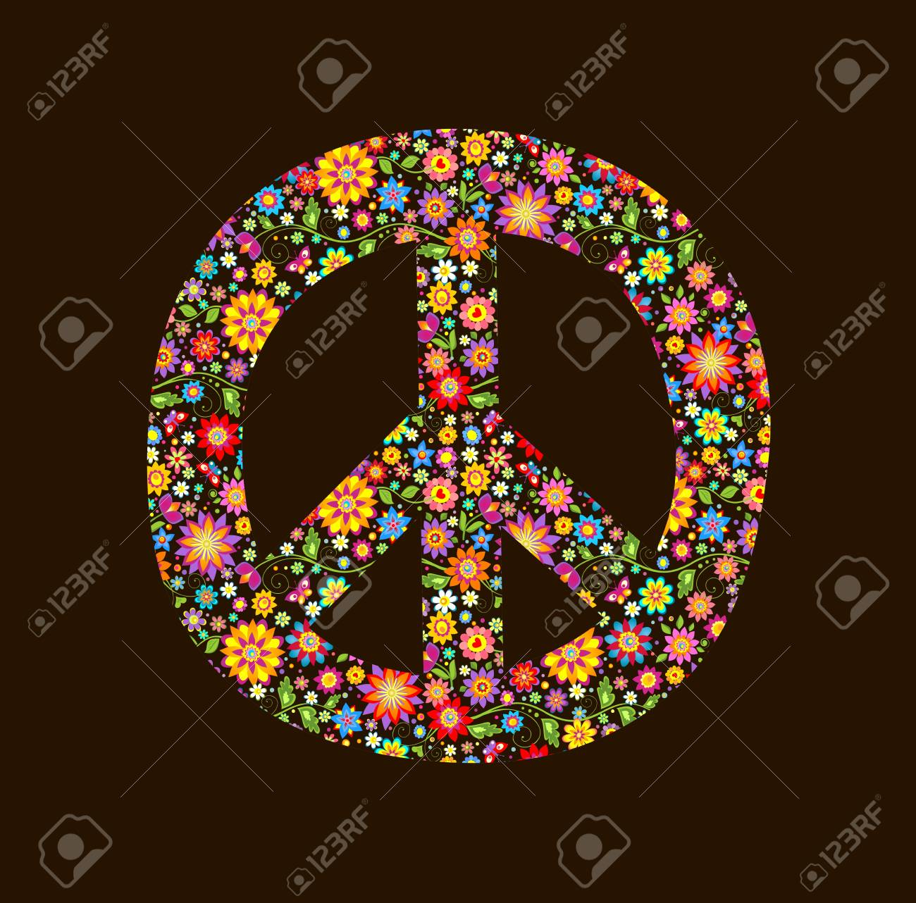 平和の花シンボルで印刷します。のイラスト素材・ベクター Image 56584818