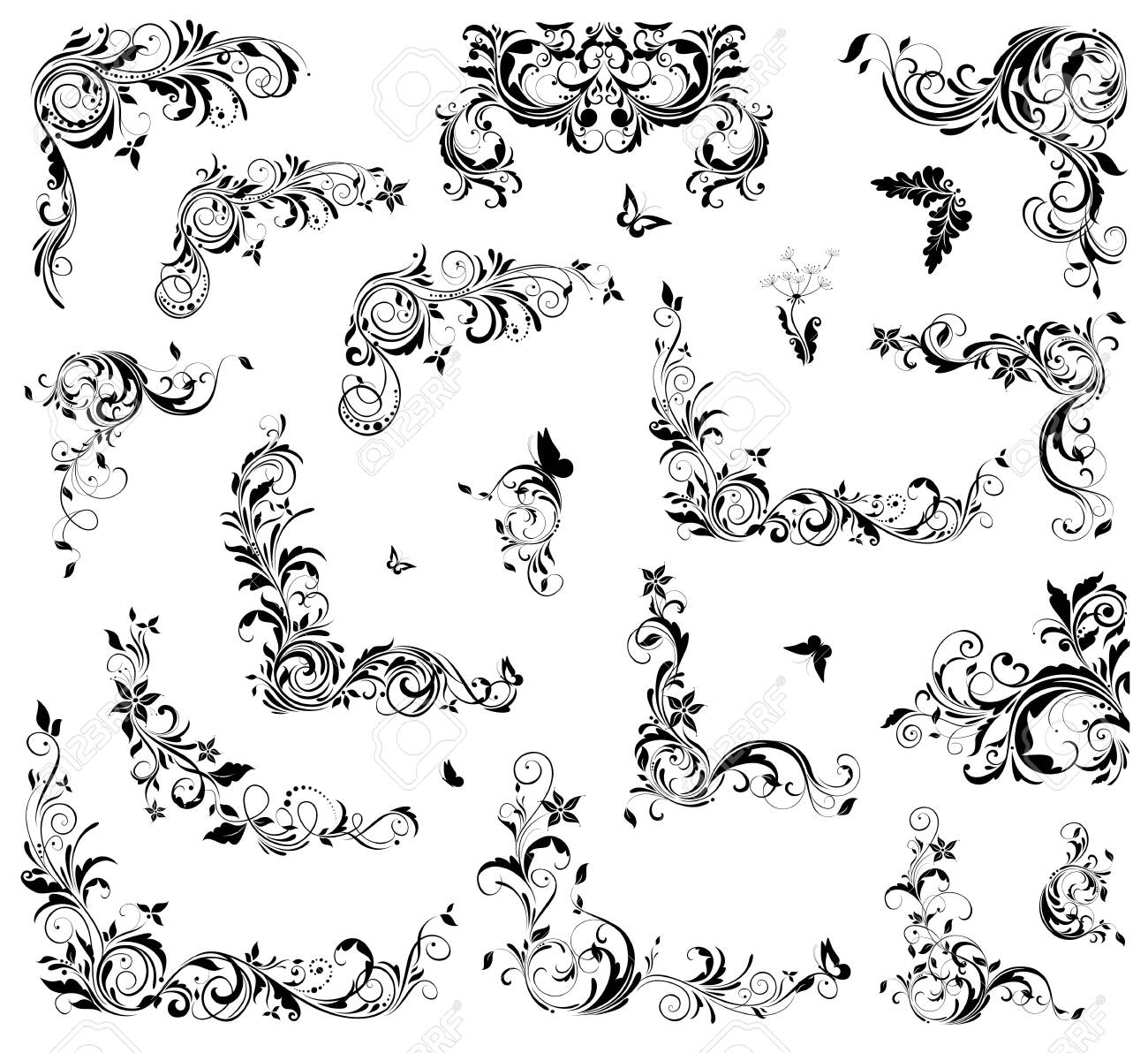 Beautiful Floral Vintage Corner And Header Collection For Wedding Royalty Free Cliparts Vectors And Stock Illustration Image 128748268