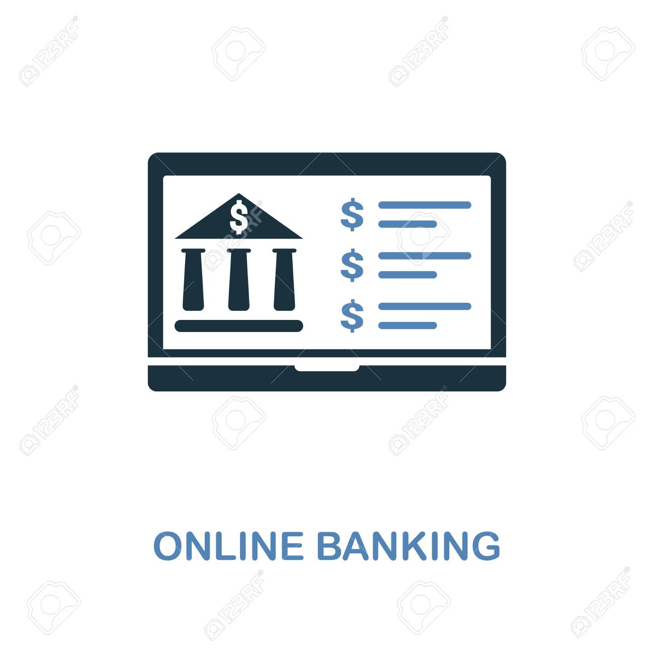 Online Banking Creative Icon In Two Colors Design Pixel Perfect Symbols From Personal Finance Collection Ux And Ui Illustration Of Online Banking Icon For Web Design Apps Software And Printing Royalty Free