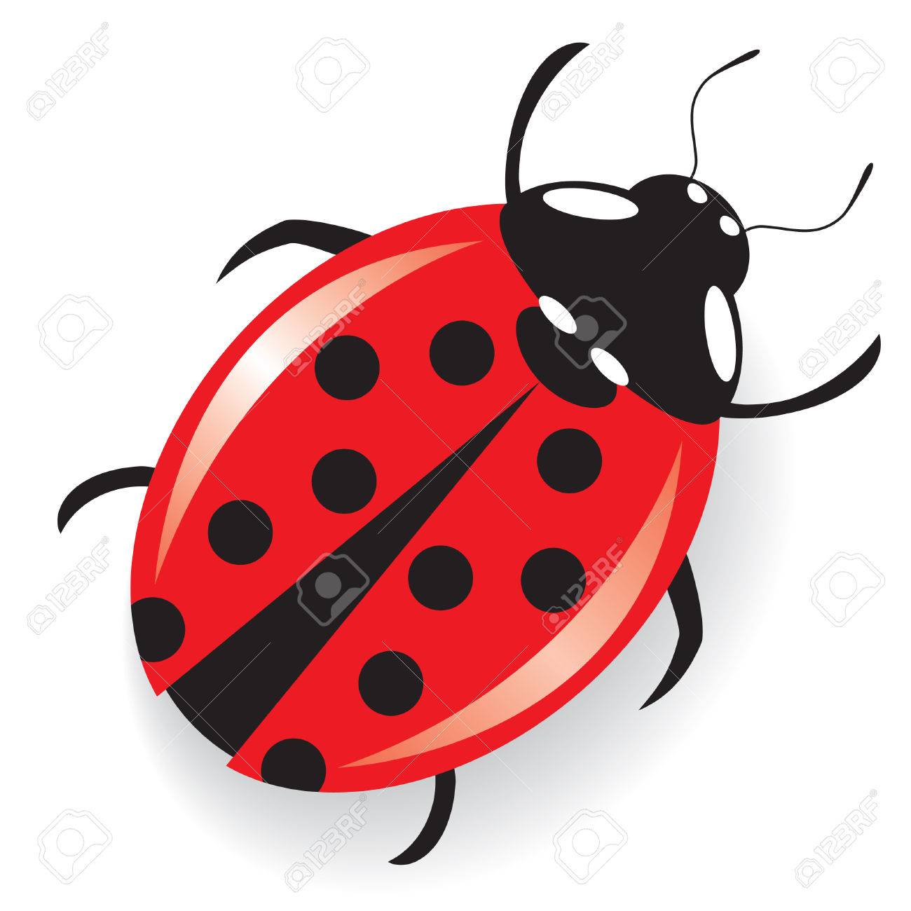 赤い半現実的なてんとう虫 のイラスト素材 ベクタ Image