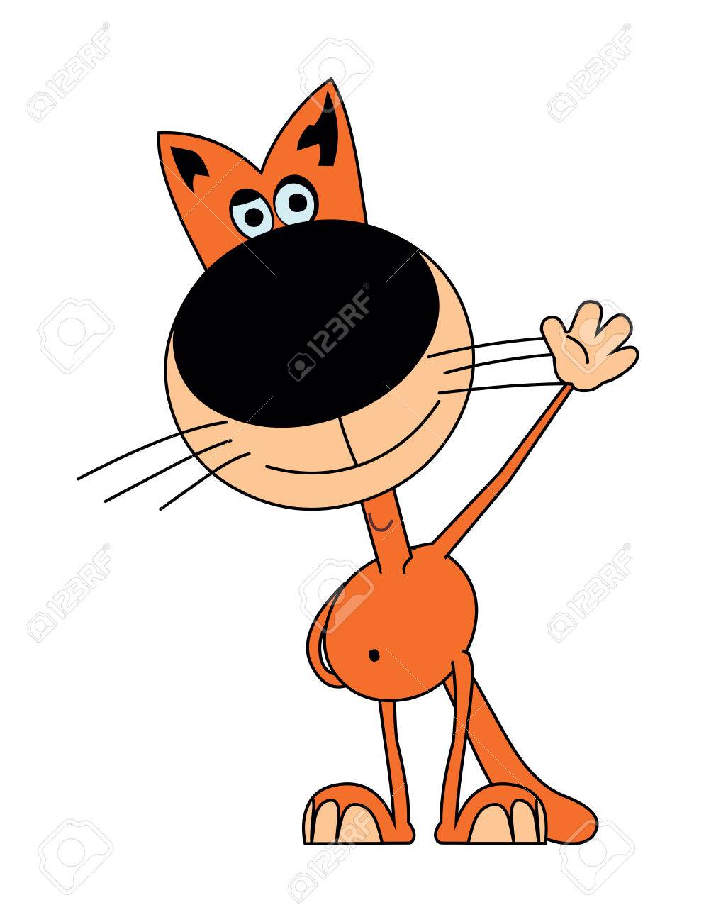 Orange Cat Is Saying Hi This Cartoon Character Is Isolated On White Background Royalty Free Cliparts Vectors And Stock Illustration Image