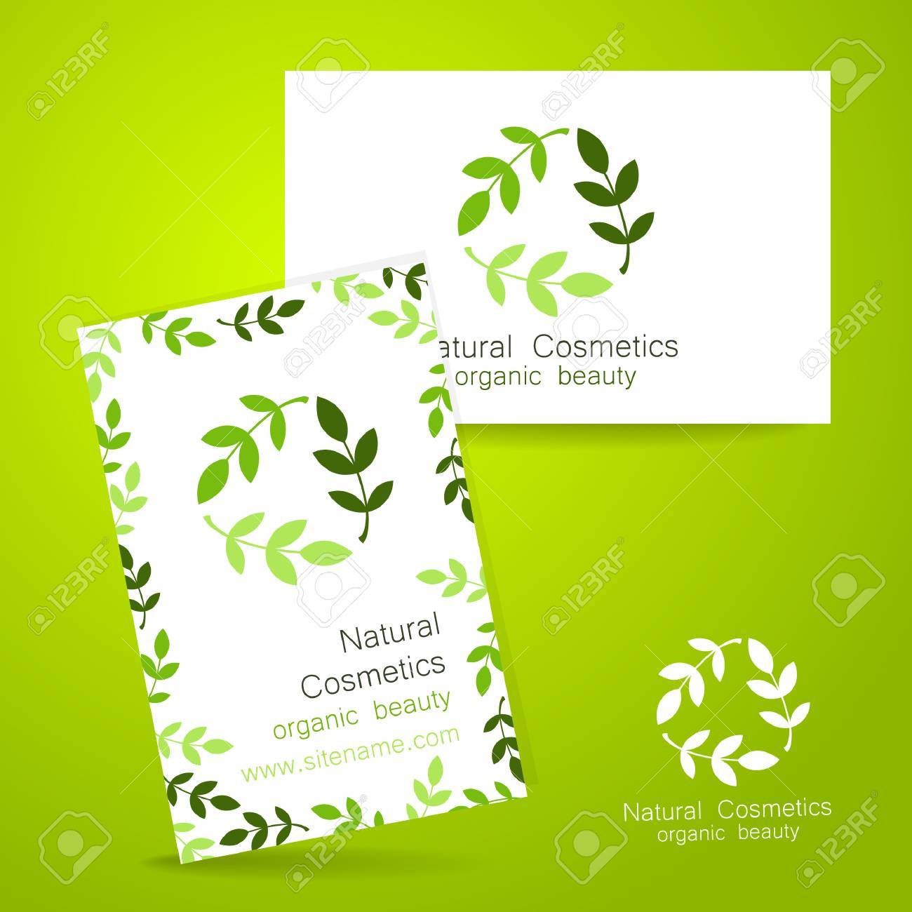 natural cosmetics logo template design for organic bio products