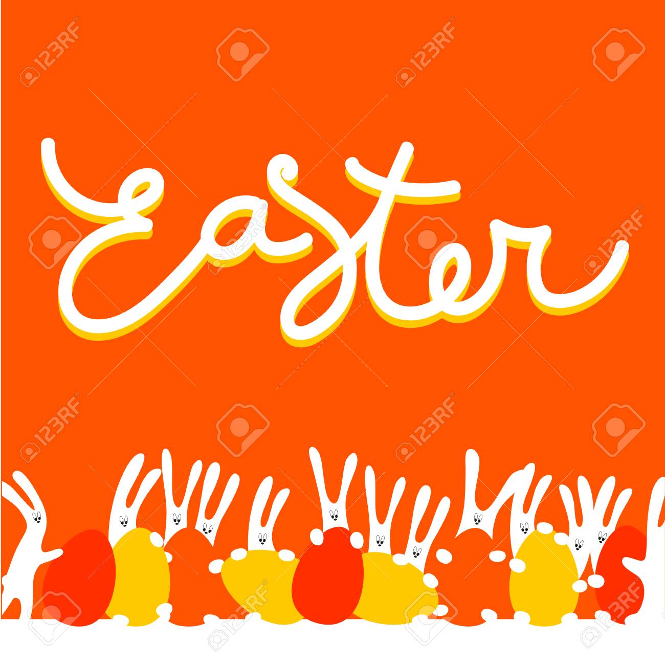 ostern grußkarte vorlage mit kaninchen hase ei und text urlaub ticket poster