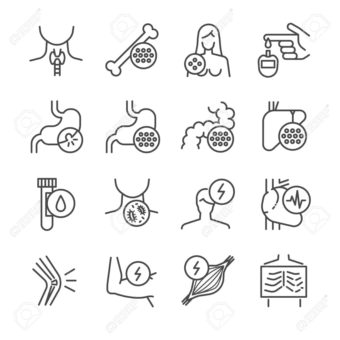 疾患 病気や病気のアイコンを設定 イラストのイラスト素材 ベクタ Image