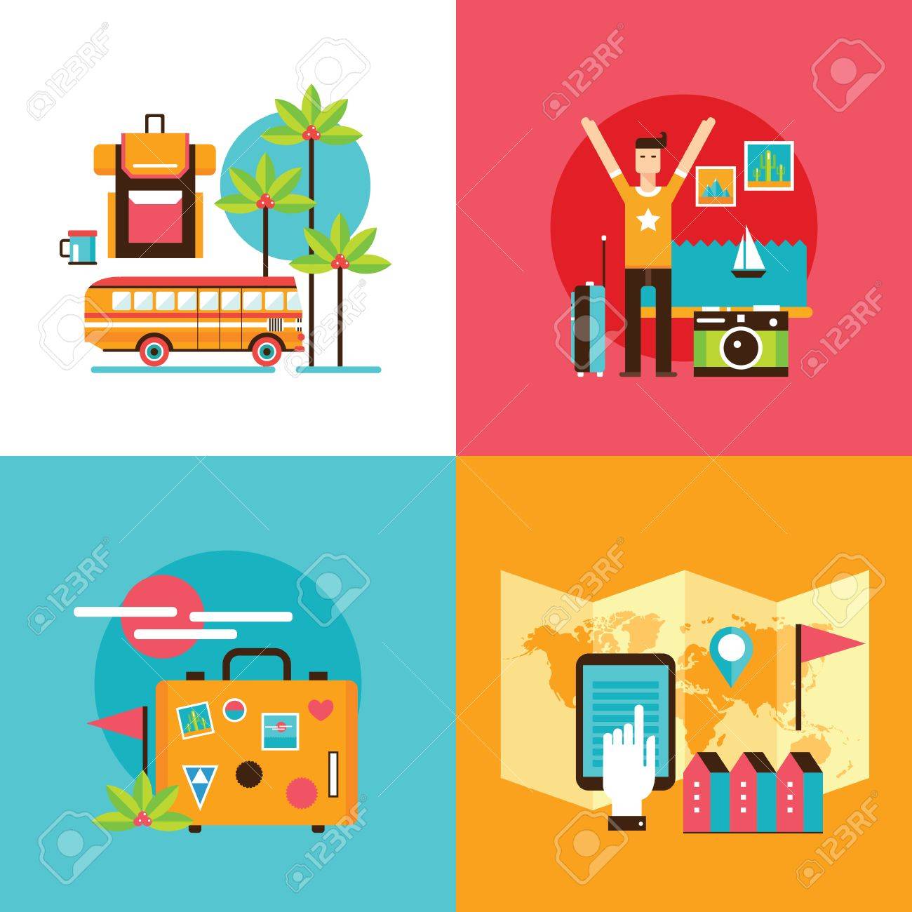 観光休日休暇設定世界のイラストの周りの男旅のイラスト素材 ベクタ Image 52375721