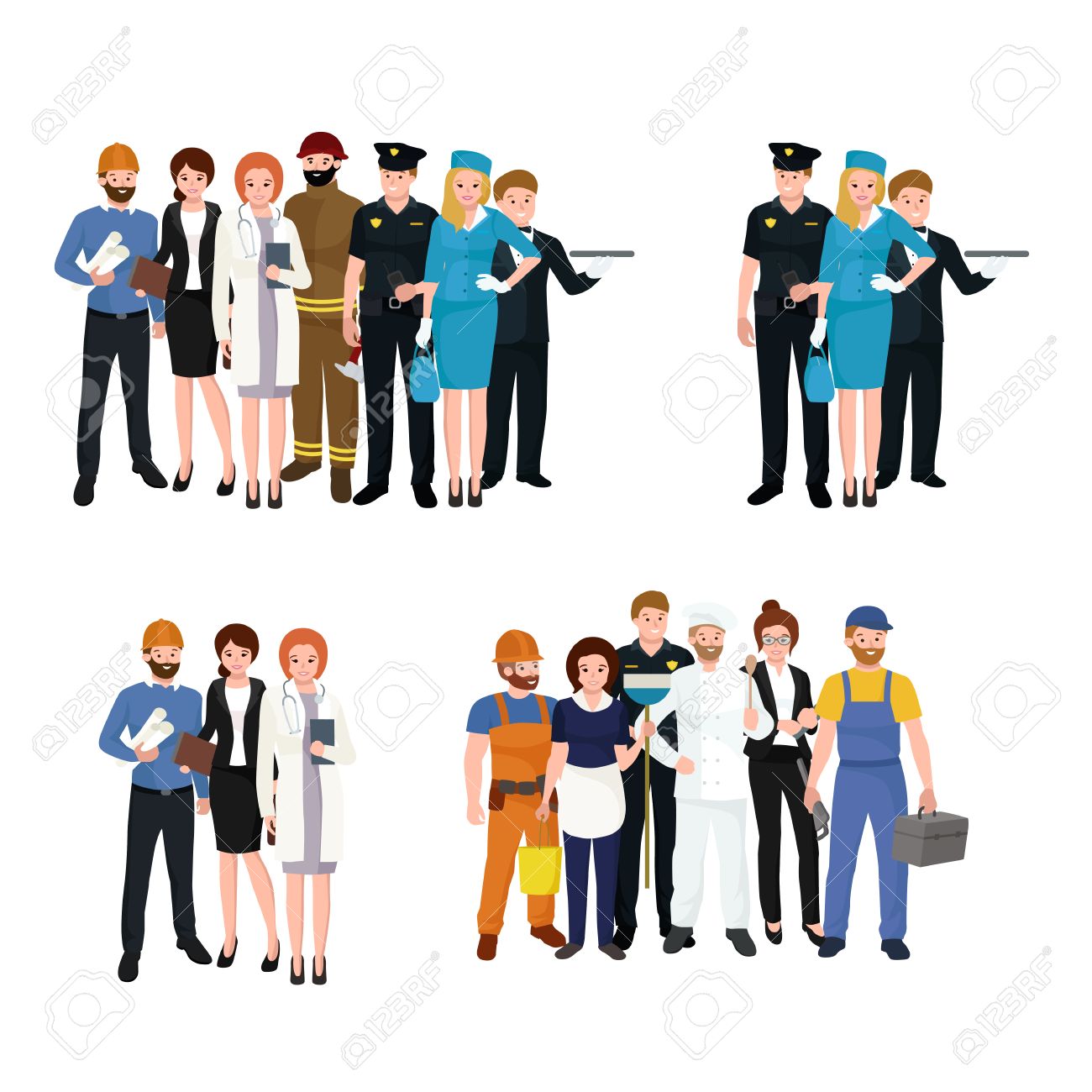 人さまざまな職業 男と女のベクトル イラスト セット 人々 のグループのイラスト素材 ベクタ Image