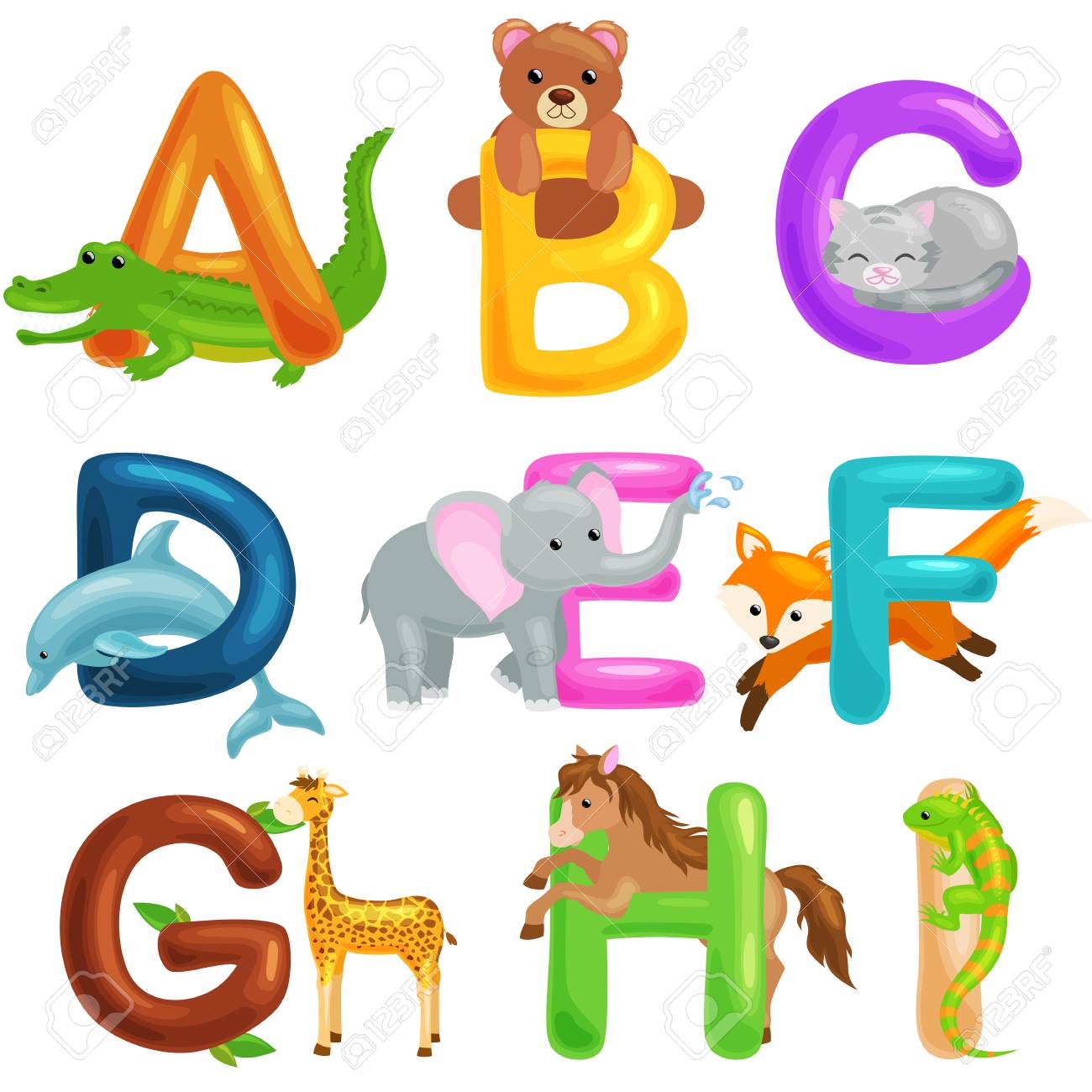 cute cartoon animals alphabet for children education vector children education cartoon