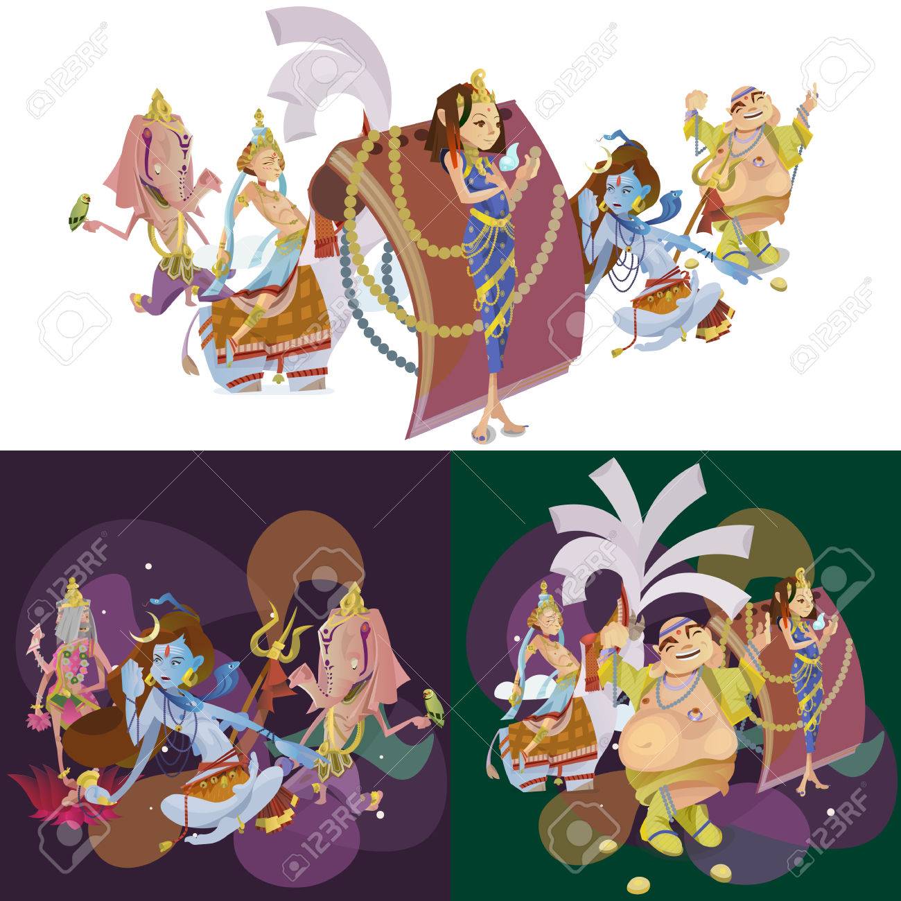 インドの伝統アート 象と騎士の絵