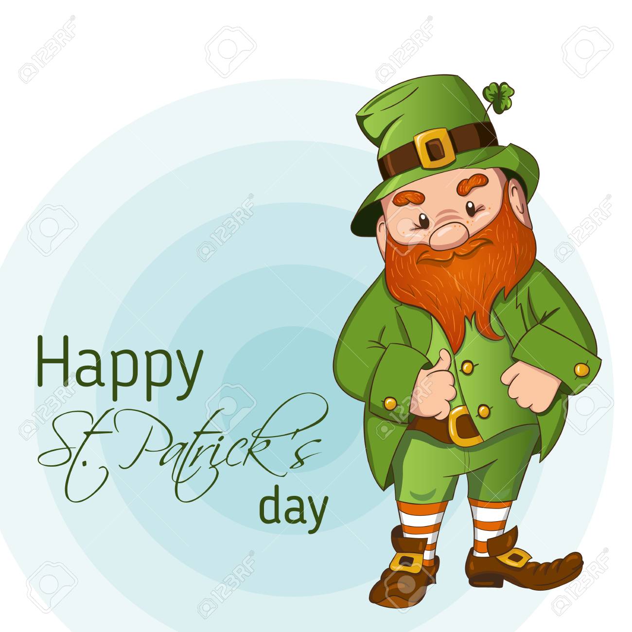 happy saint patricks day template hand drawn leprechaun cgaracter leprechaun template
