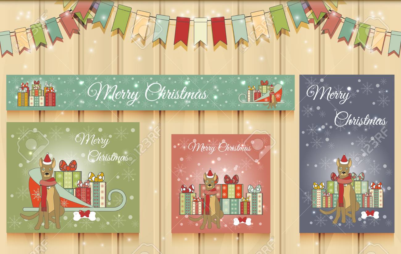 クリスマス Web バナーします かわいいキャラクターと休日の背景 のイラスト素材 ベクタ Image 48673830