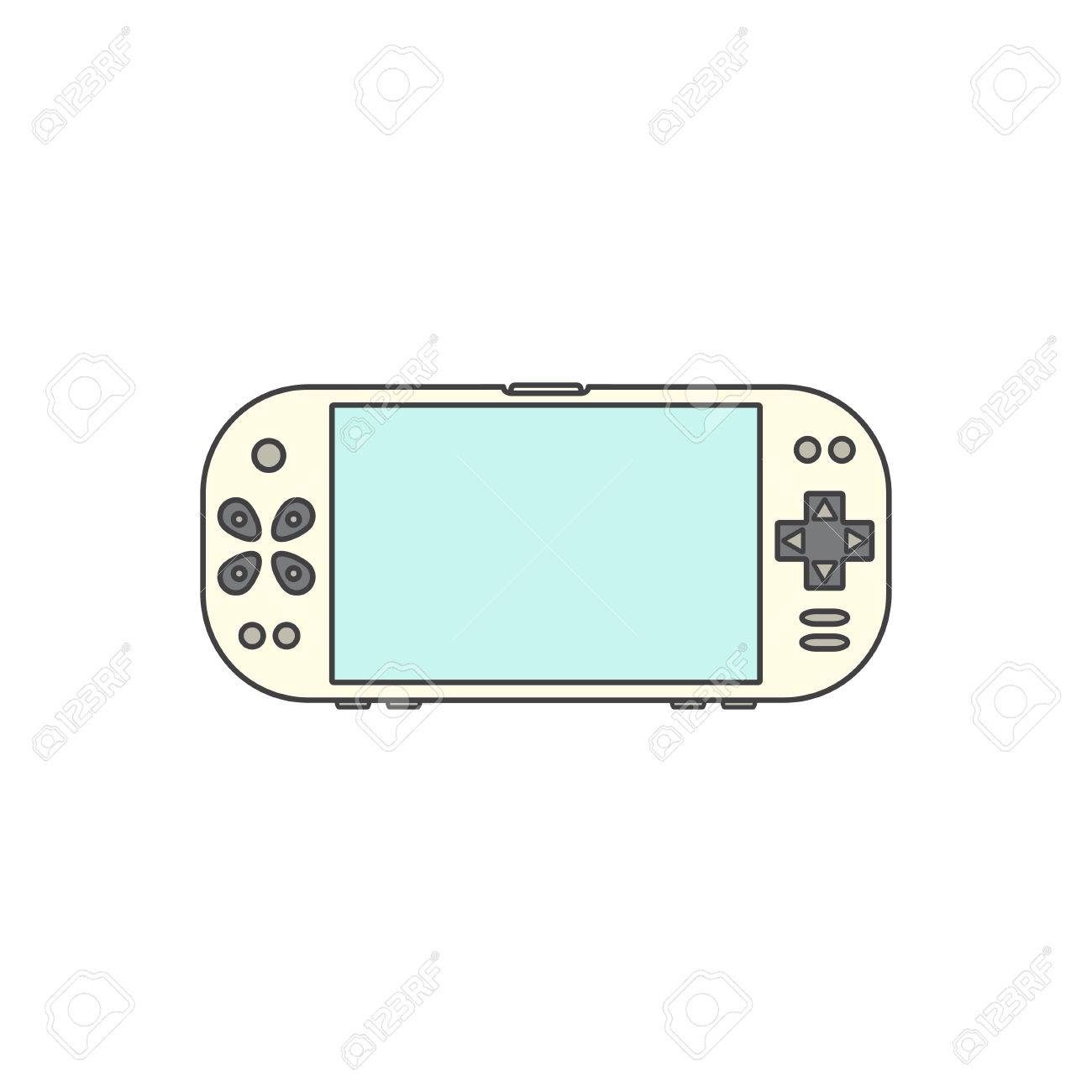 ゲームのガジェットです 携帯ゲーム機のアイコン 白い背景のベクトル イラスト分離されました ゲームパッド アイコン 空白の画面 のイラスト素材 ベクタ Image