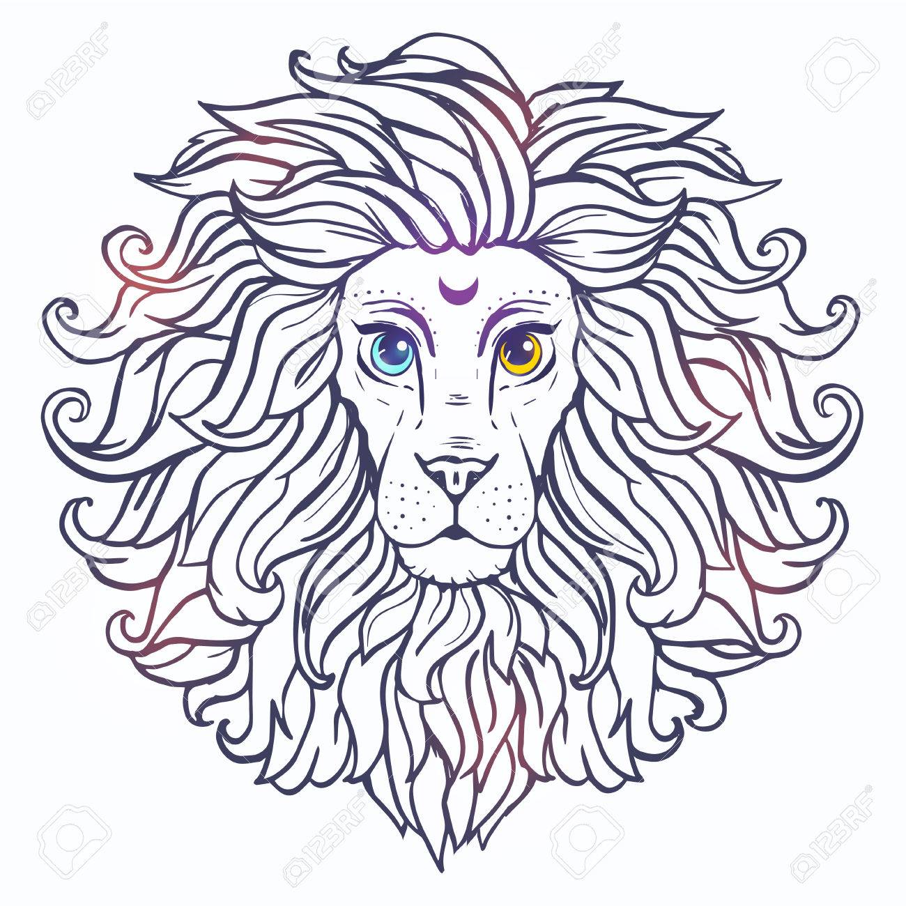 グリーティング カードの装飾品ロース ベクトルは 動物のフレームです デザイン パターン テキスタイルの虎イラストです ライオンと手描きの地図 大人の 塗り絵のイラスト素材 ベクタ Image