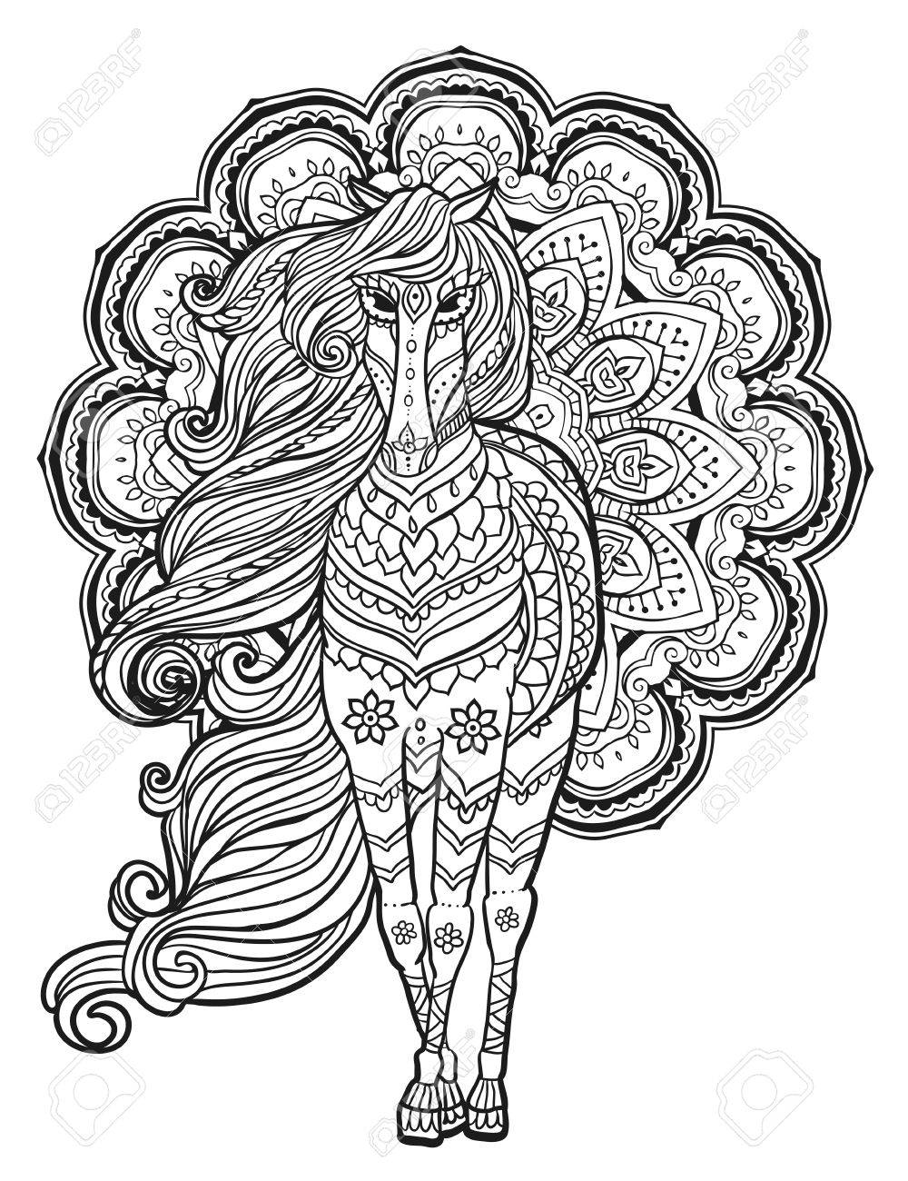 Ornament Horse Vector Beautiful Illustration For Design Print Clothing Stickers Tattoos