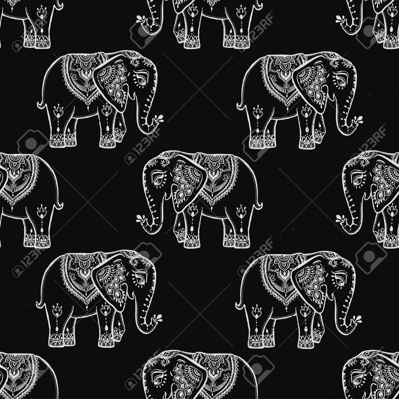 象とマンダラ パターン ベクトルは 動物のフレームです 子供服 パジャマ用のイラスト素材 ベクタ Image