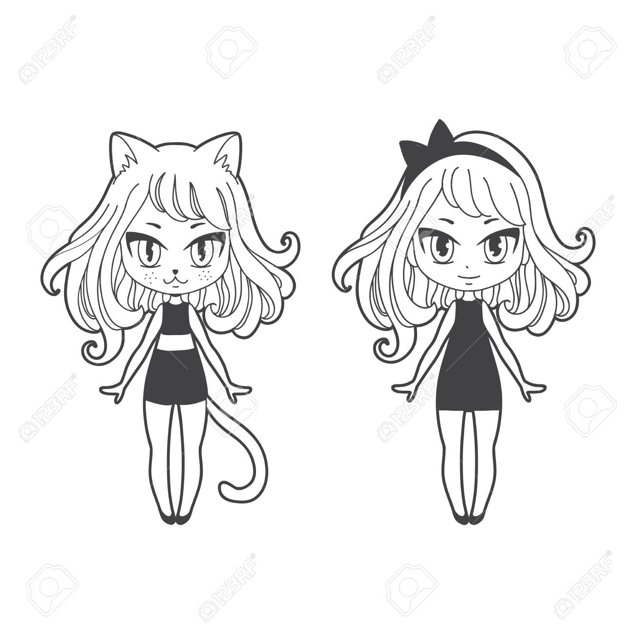 かわいいベクトルイラスト カワイイアニメの女の子猫 大きな目 はがき 動物保護施設の衣類や装飾品に印刷するために使用します のイラスト素材 ベクタ Image かわいいベクトルイラスト カワイイアニメの女の子猫 大きな目 はがき 動物保護施設の衣類や装飾品に印刷するために使用します のイラスト素材 ベクタ Image