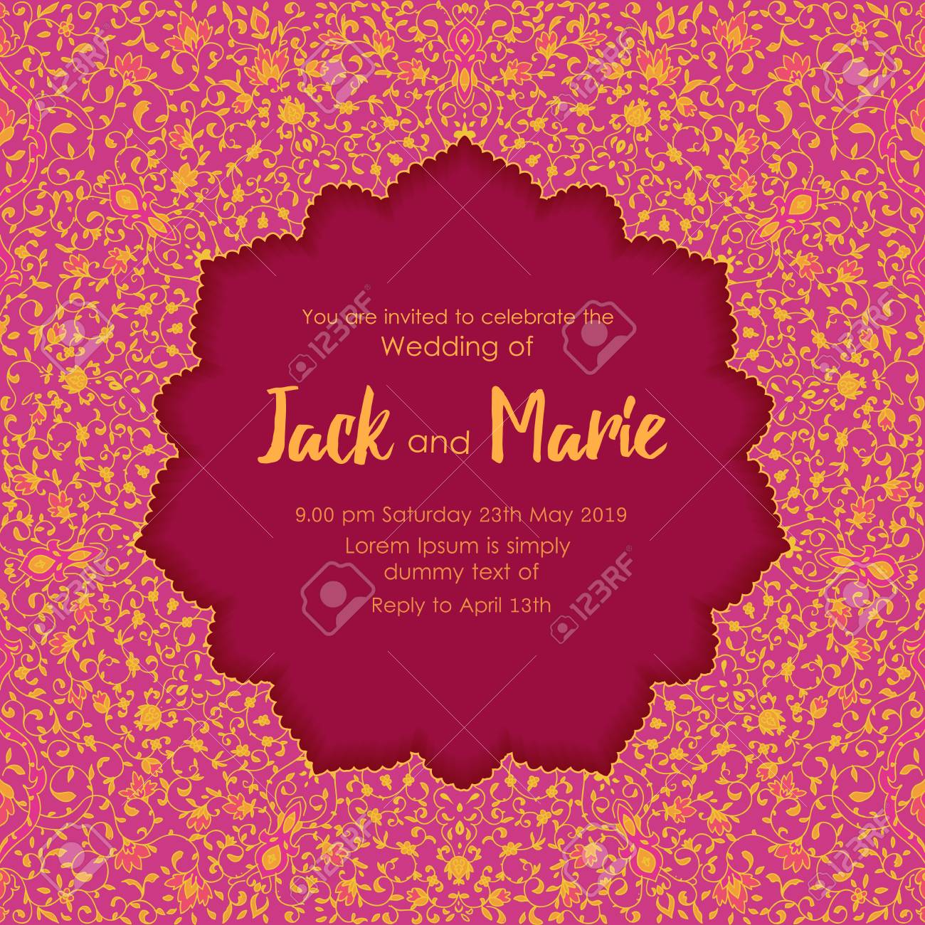 Vector Illustration Card In An Arabian Style Use For Wedding