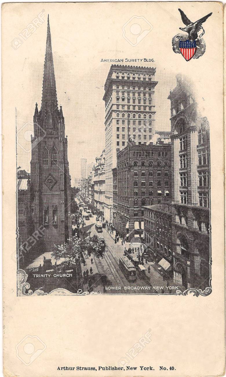 Old postcard from New York, Lower Broadway - 53270197 Old postcard from New York, Lower Broadway - 53270197