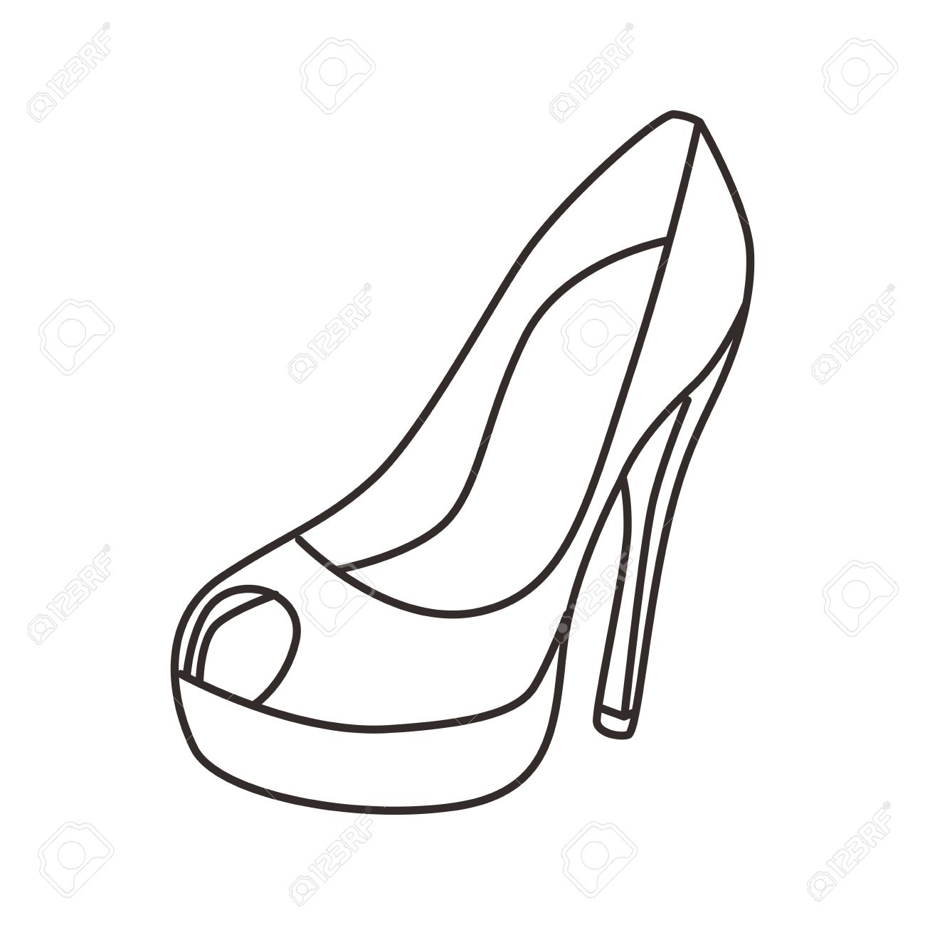 Outline Hand Drawn High Heels Royalty Free Cliparts Vectors And Stock Illustration Image