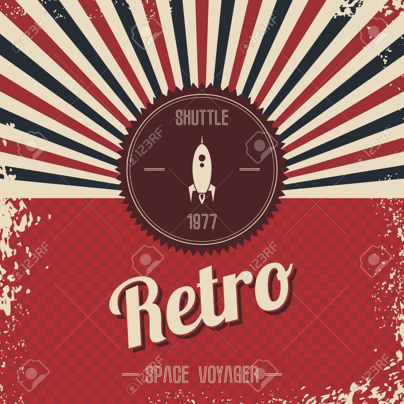 retro space rocket template theme vector art illustration royalty