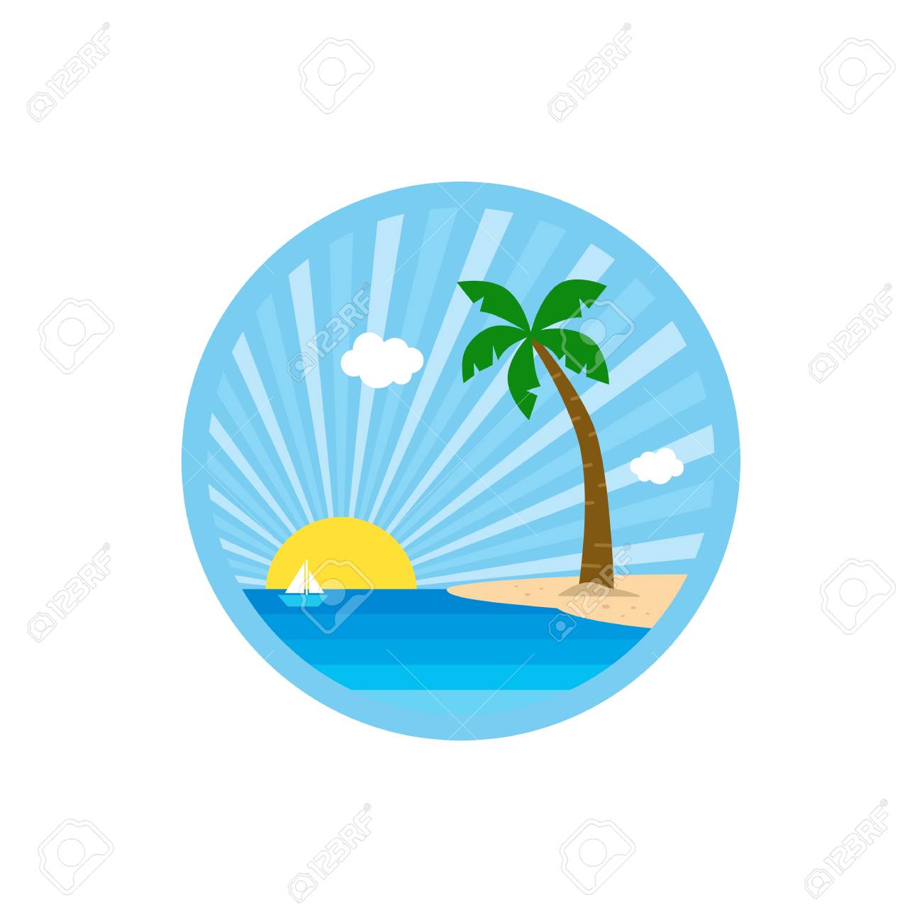 beach time tropical island summer vacation vector art template