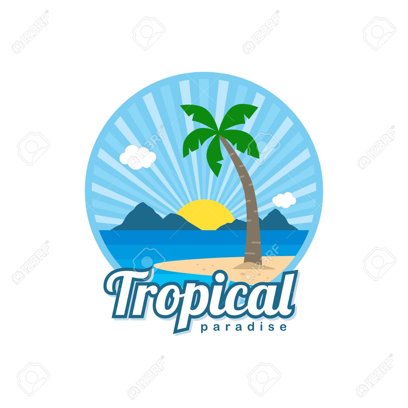 Beach Time Tropical Island Summer Vacation Vector Art Logo Template Royalty Free Cliparts Vectors And Stock Illustration Image 94158658